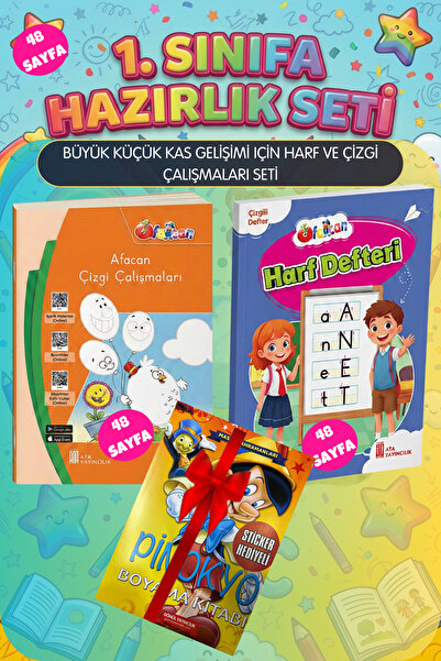Ata Yayıncılık 1.sınıfa Hazırlık Seti(BÜYÜK KÜÇÜK KAS GELİŞİMİ IÇİN HARF VE Ç...