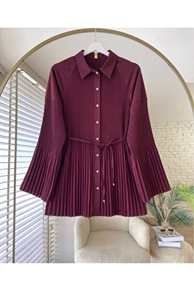 MODA VEDAT Kadın Pilise Detaylı Gömlek -0450
