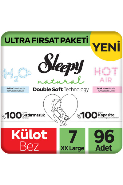 Sleepy Natural Double Soft Ultra Fırsat Paketi Külot Bez 7 Numara Xxlarge 96 ...
