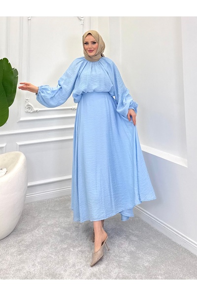 ALLİNOFFİCİAL Double Skirt Silk Lily Set Blue
