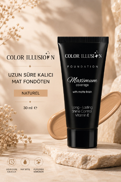 Huncalife Color Illusion Uzun Süre Kalıcı Mat Fondöten - Naturel 30 ml - Fond...