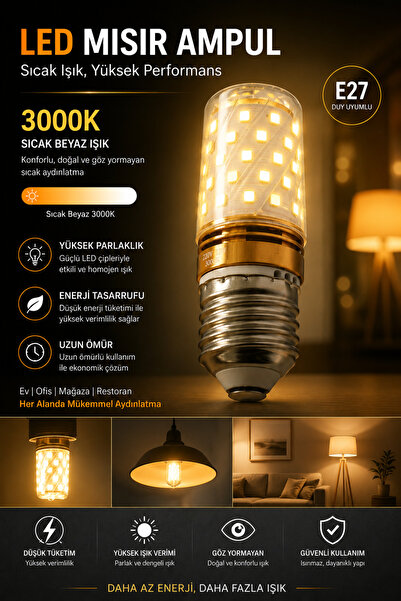 VENON LED GÜNIŞIĞI AMPUL E 27 MISIR 12 W 3000 K Mısır Led Ampul