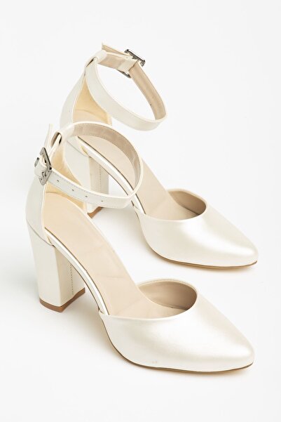 Hayalimdeki Ayakkabı Lole Heeled White Pearl Λεπτομερή παπούτσια με τακούνι