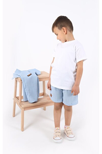 aden kids erkek çocuk gömlek+sweatshirt ve cepli şort alt üst takım --ütü ist...