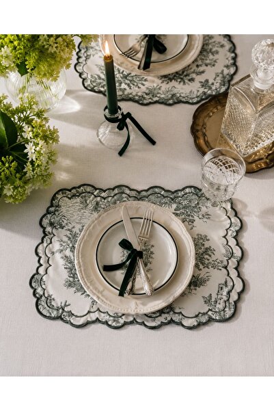 NURHAN HOME COLLECTION طقم أدوات مائدة أمريكية فاخرة منقوشة بنمط تويل دو جوي ...