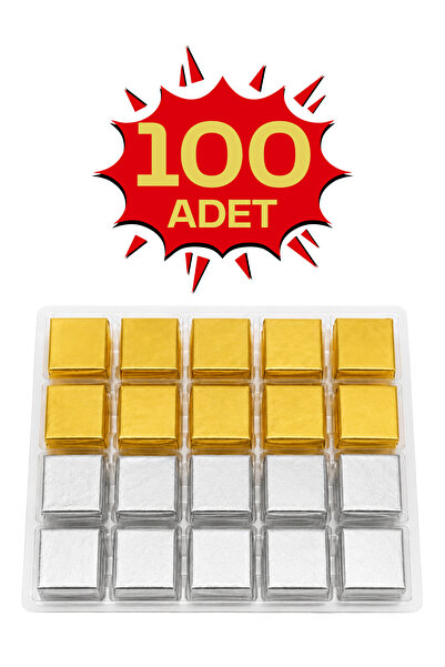 Bubi Çikolata Altın & Gümüş Sargılı Sütlü Madlen 100 Adet İkramlık Çikolata