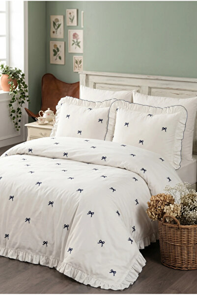 Serebien Home Collection Aurelia %100 Pamuk Fırfırlı, Fiyonk Desen Nakışlı 6 ...