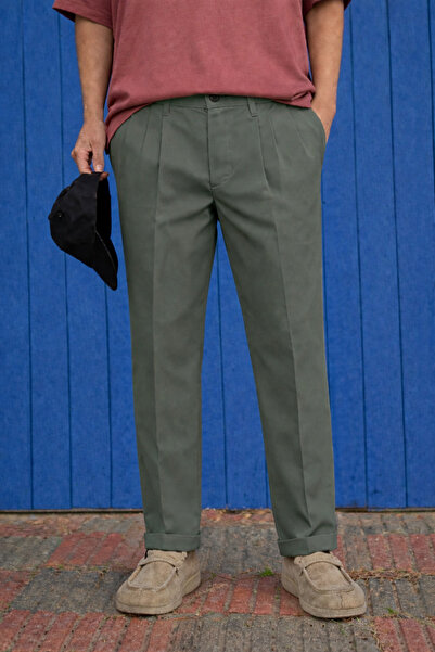 DAMGA JEANS Men's Premium Loose Khaki Italian Fabric Trousers