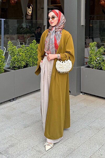 MELEK ARAZ Premium Volan Kol Diana Abaya – Yağ Yeşili