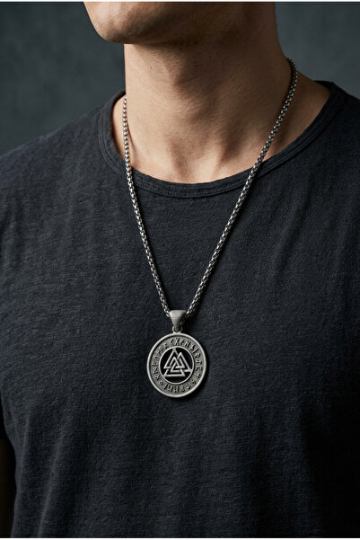 Begondio Viking Run Handcrafted Stainless Steel Chain Men's Necklace