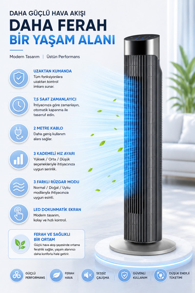 Snailax Uzaktan kumandalı Dijital Ekranlı Ultra Güçlü 45W Serinletici Fan Kul...