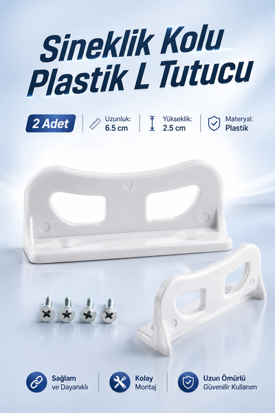 NZB Pencere Kapı Sineklik Kolu Plastik Pimapen PVC L Tipi Tutucu Tutamağı 2 Adet