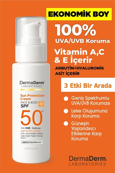 DermaDerm Anti-Blemish Sunscreen Spf 50+ Face and Body High Protection 100 ml (3 Pieces)