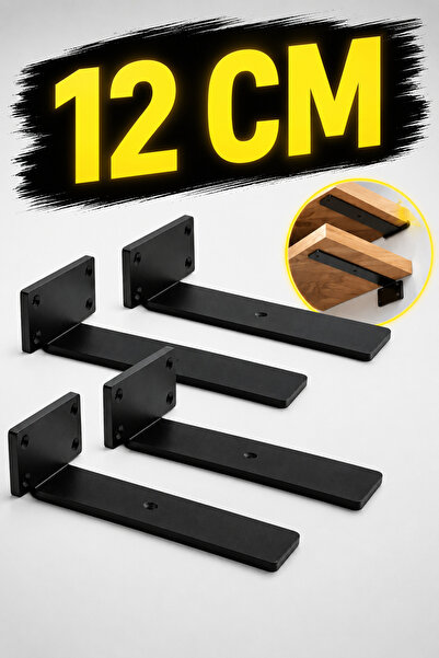 VENON 6 ADET >> 12 CM SİYAH Metal Raf Ayağı Raf Altı Tutucu L Köşe Konsol Raf...