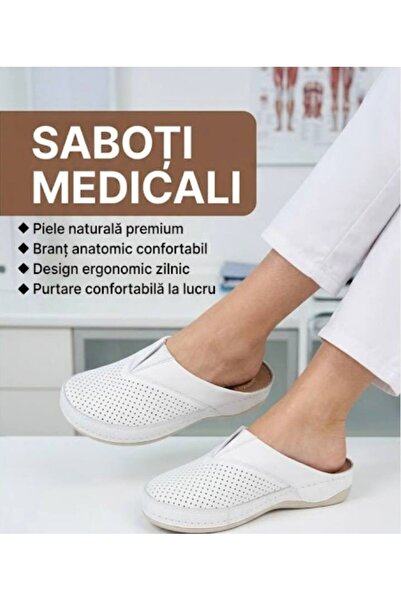 Tellus Women's Italian Genuine Leather Medical Clogs, Anatomical Insole, 25-06
