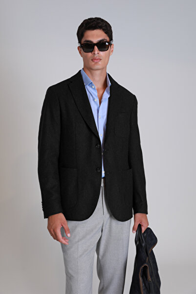 Lufian Jachetă Dor Spor pentru bărbați, slim fit, neagră