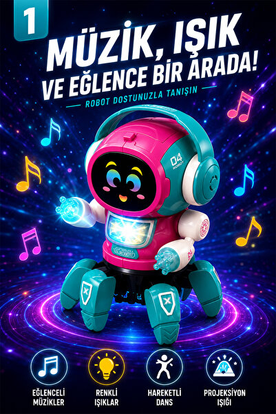 indirimsevinci Müzikli Işıklı Dans Eden Robot Sesli Hareketli Eğlenceli Robot