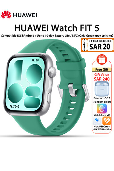 Huawei ساعة ذكية WATCH FIT 5، شاشة كاملة مقاس 43 ملم، متوافقة مع iOS وAndroid...