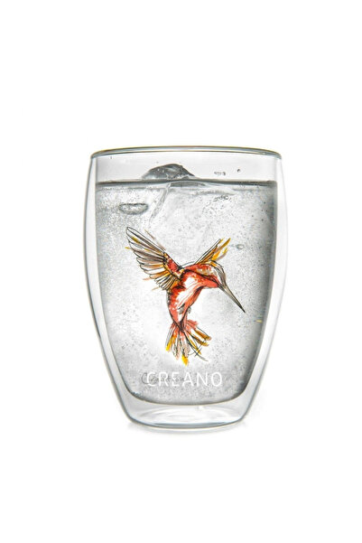Creano Pahar Hummi, 250 ml, sticlă borosilicată, cu perete dublu, decorație c...