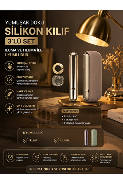 Zigver Iqos Iluma Modeli Için 3’lü Silikon Kılıf Seti Gold(TEREA ILE ÇALIŞAN ...