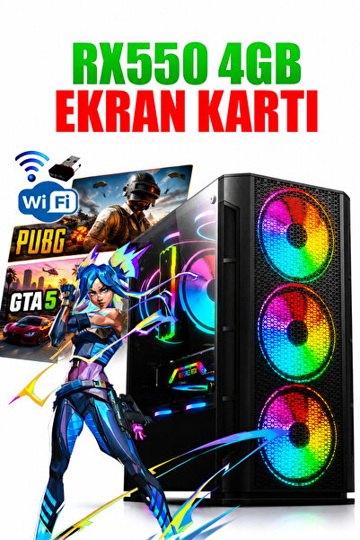 Dmc N222 (PUBG,GTA 5) I5 3470,16GB RAM,256GB SSD,4GB RX550 GDDR5,oyuncu Masaü...