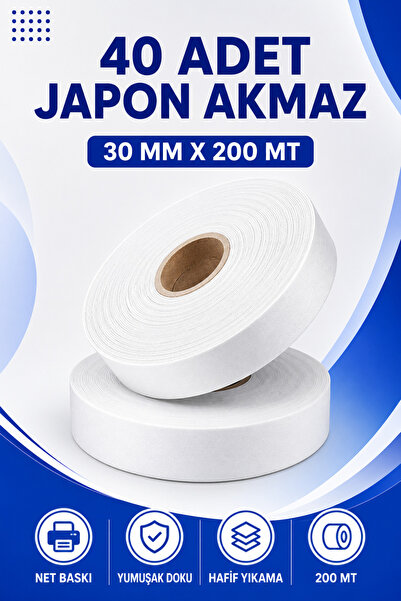 Küresel Etiket Barkod 30x200mm Japon Akmaz | 40 Adet | 200 Mt | Dayanıklı | T...
