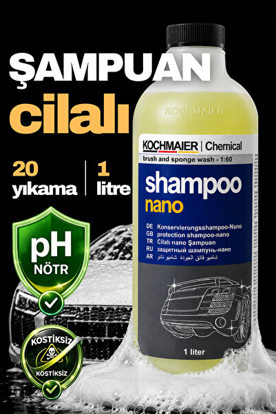 Kochmaier Cilalı Oto Şampuanı 1 L – pH Nötr, Kostiksiz, Boya Koruyucu Araç Yı...