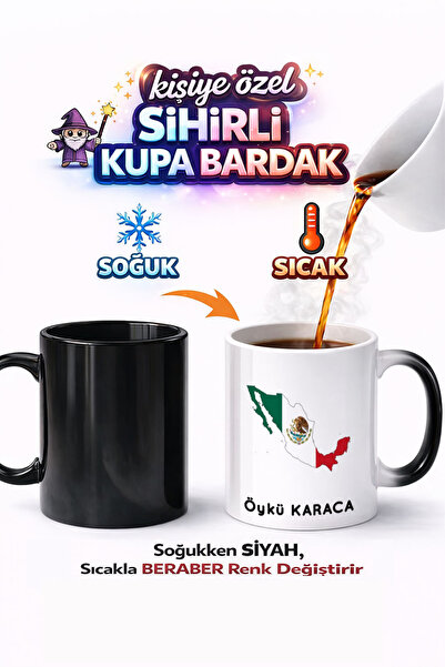 Kirbi Reklam كوب سحري من البورسلين مطبوع على الوجهين بتصميم علم المكسيك