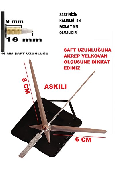 CNR SHOP Saat Mekanizması 16 MM ŞAFT BOYU Saat Makinesi Akar Sessiz Çalışır, ...