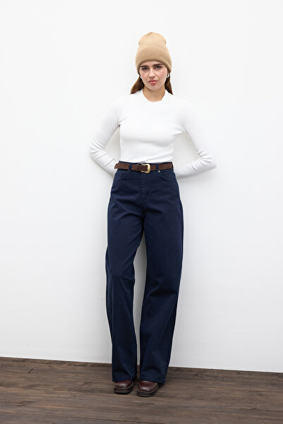 Manuka Gabardine Baggy Pants Navy Blue