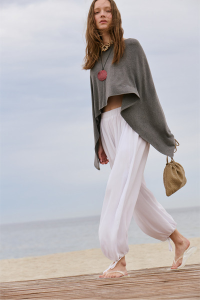 Suud Collection White Tiana Shalwar Voile Trousers