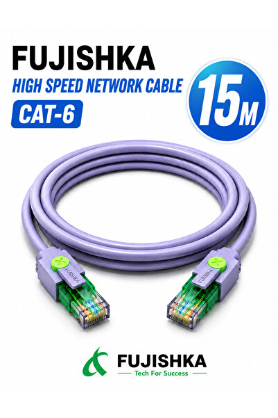 FUJISHKA كابل إيثرنت CAT6 عالي السرعة 15 متر - كابل LAN بموصل RJ45 للراوتر وا...