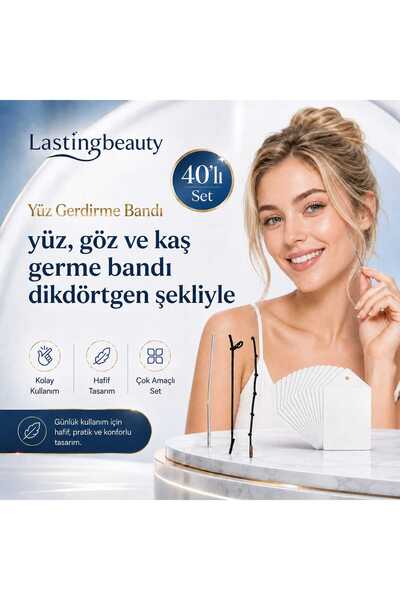 lasting beauty 40 Adet Ipli Kare Şeklinde Yüz Kaş Göz Boyun Germe Bantı Vücut...
