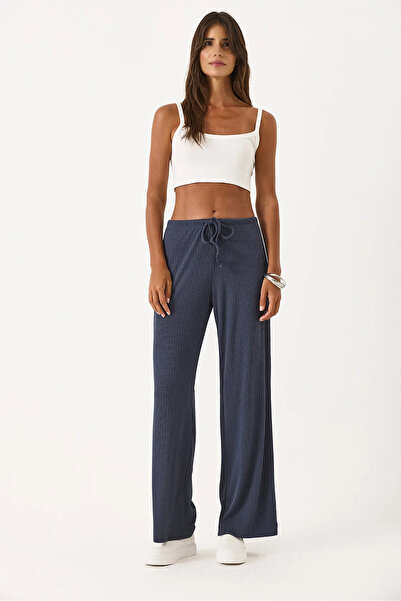 VENA Women's Elastic Waist Wide Leg Flowy Pants - Anthracite