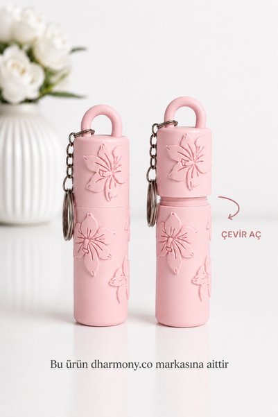 DHARMONYCO Lip Balm Lipstick Protector Keychain Bag Strap - Pink