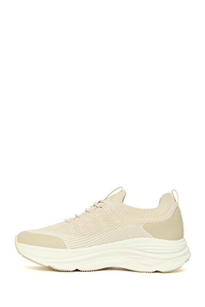 Derimod Zero Kadın Krem Kalın Tabanlı Bağcıklı Kumaş Sneaker 26PFE49536F