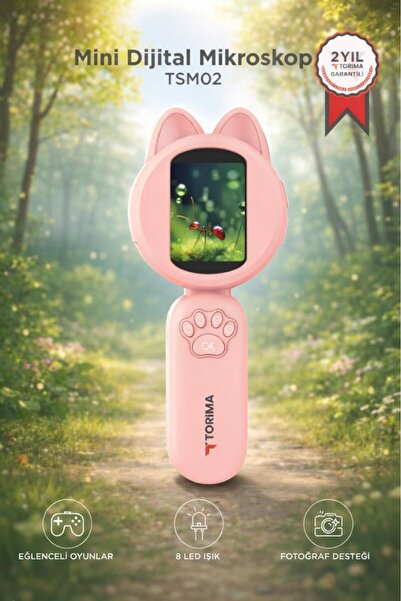 Torima Mini Dijital Mikroskop Led Işıklı HD IPS Ekranlı Eğitici Oyuncak TSM02...