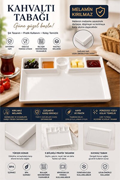 Tercih Home Kırılmayan Kahvaltı Sunum Tabağı cm Kahvaltılık 6 Bölme Sağlıklı ...
