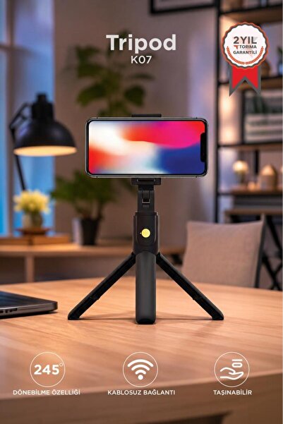 Torima Tripod Kumandalı Mini Kablosuz Selfie Çubuğu K07 Siyah