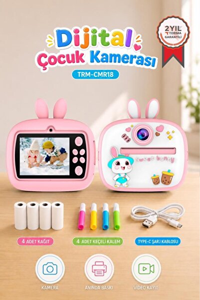 Torima Dijital Fotoğraf Makinesi Çocuk Termal Resim Kağıt Baskılı Yazıcı Kame...
