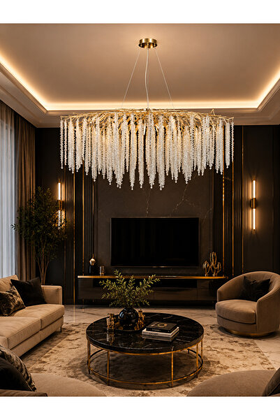Led YENİ 120 CM KRİSTAL AĞAÇ LÜX SALON AVİZE İTHAL KASA