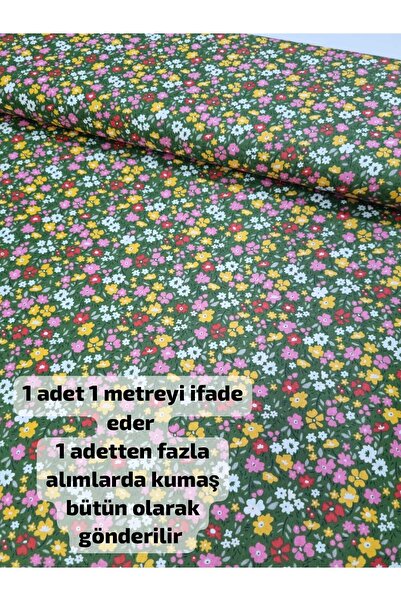 daisy star Poplin Kumaş Giyimlik, Kırkyama için uygundur ( Haki yeşili 100 x ...