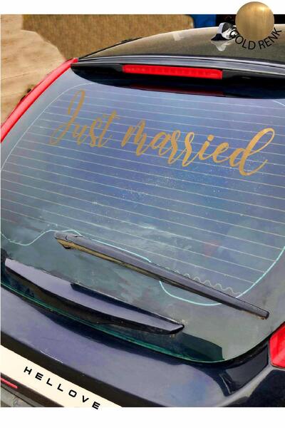 AVMmarketim Gelin Arabası Sticker Süs Dekoratif İsim ve Tarih Yazılı Özel Etiket