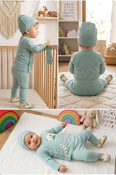 meyastore Baby Set with Teddy Bear Embroidery