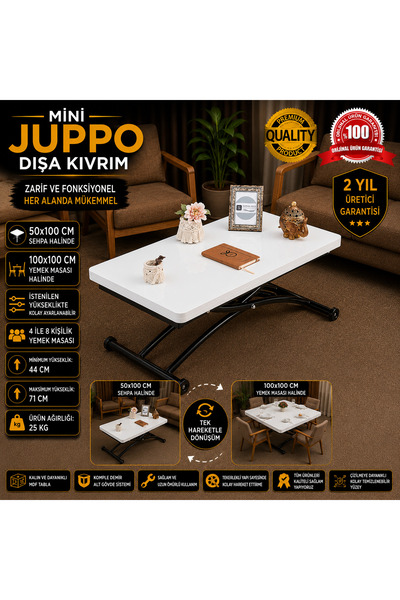 SEHPAM AKILLI Akıllı Sehpa Mini Juppo Üst Tabla Mdf Beyaz Oval Köşe Alt Ayak ...