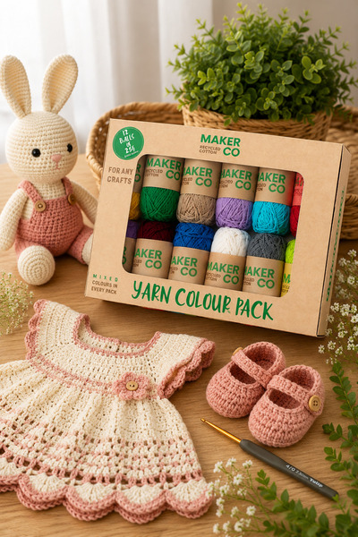 Genel Markalar MakerCo Recycled Cotton 12'li Ip Seti, Koton Örgü İpi