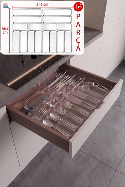 color house 16-dijelni organizator za pribor za jelo, providna kutija