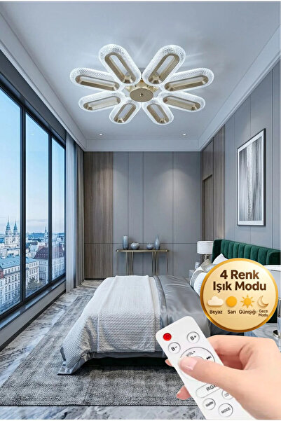 Lumia Lighting Eclipse Model 8'li Kumandalı Gold 3 Renk Modu Ledli Tavana sıf...