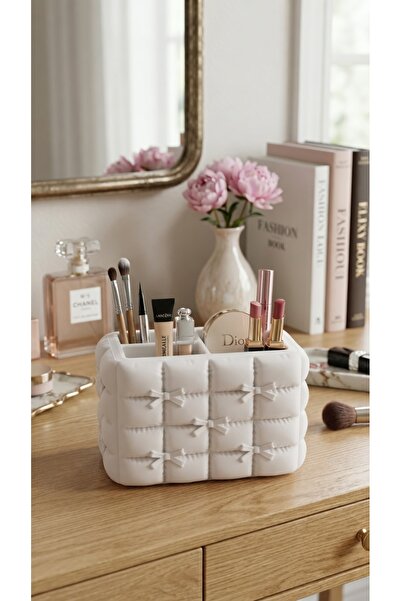 DENGTASARIM Bow-Tie Quilted Design Multi-Purpose Makeup Organizer and Brush H...