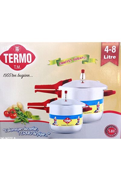 Termo Alüminyum Düdüklü Tencere 8 Lt Ve 4 Lt Tencere Tek Kapak Iki Tencereyed...